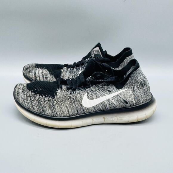 Nike Shoes Womens 7 Black Gray Free RN Flyknit Low Top Running Athletic Sneakers - Picture 5 of 11